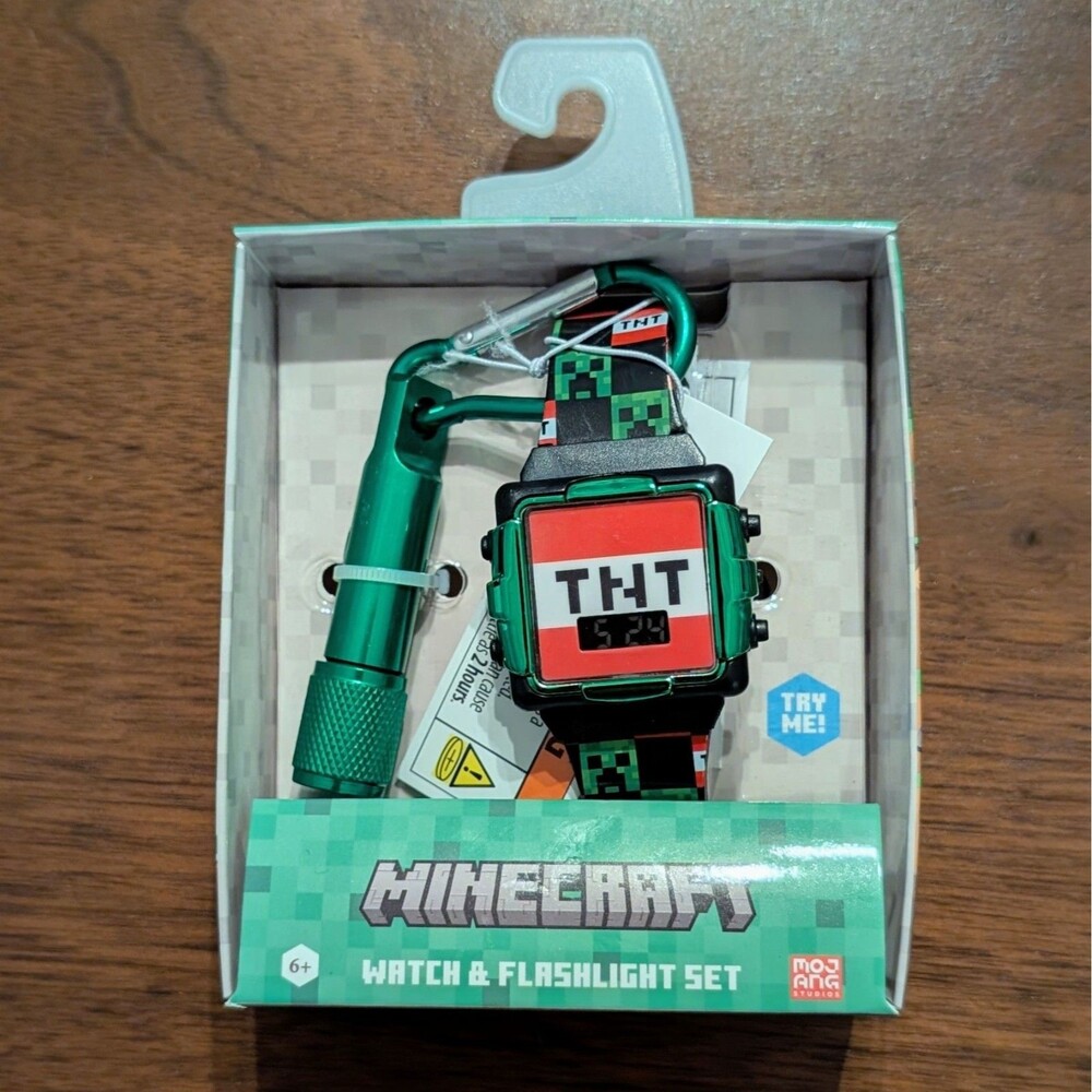 Minecraft TNT Creeper Children's LCD Silicone Watch & Matching Flashlight Set